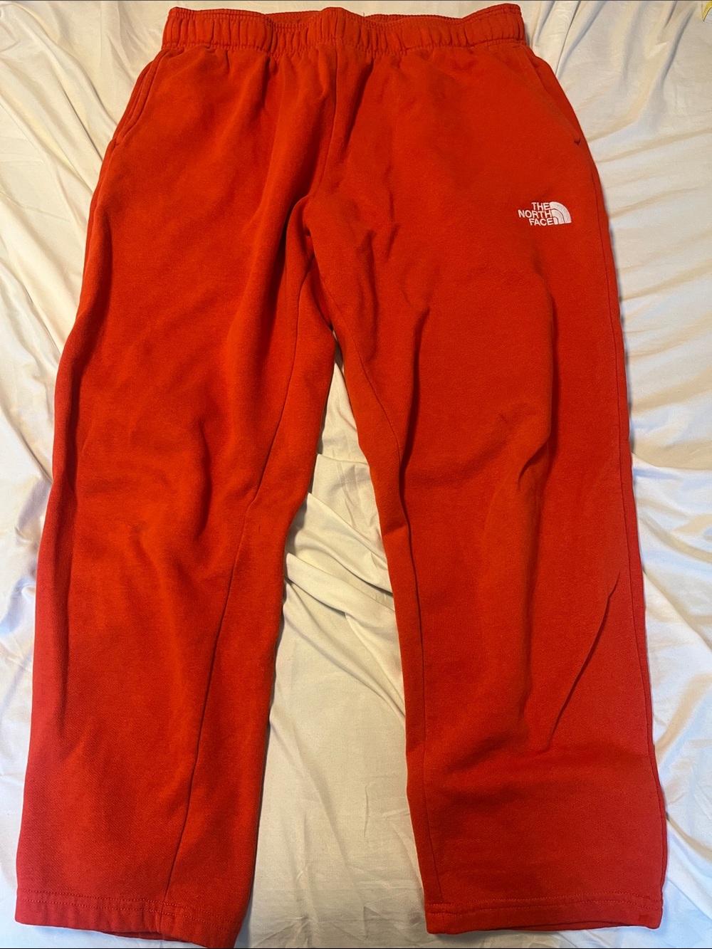The North Face Red Fleece Joggers with White Logo
